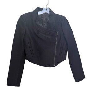 BCBG MAXAZRIA NEW Silk Cotton Bolero Crop Side Zip Jacket Blazer Preppy Pocket S